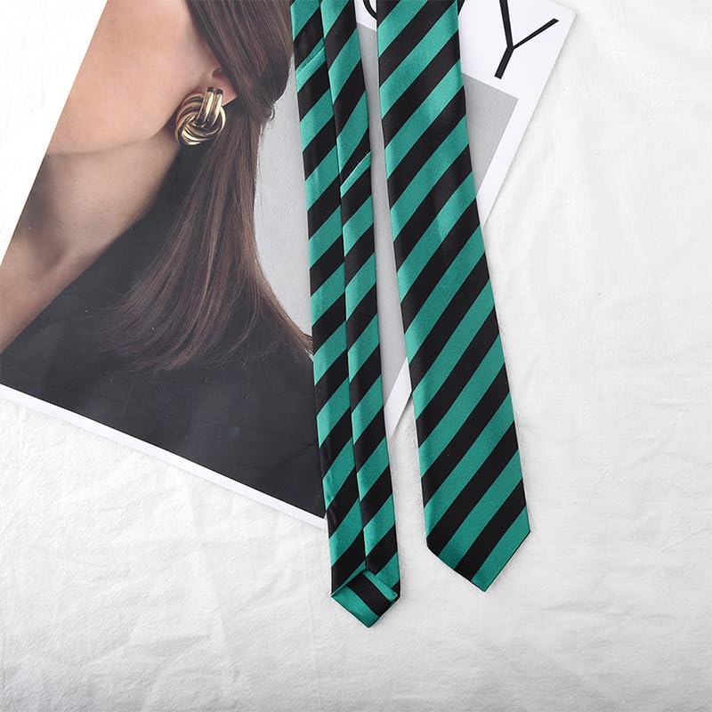 Sdopbinbin Black And White Red Striped Tie Green Blue And Black Necktie Halloween Ties for Male Cosplay Wedding Tie for Men - Image 5